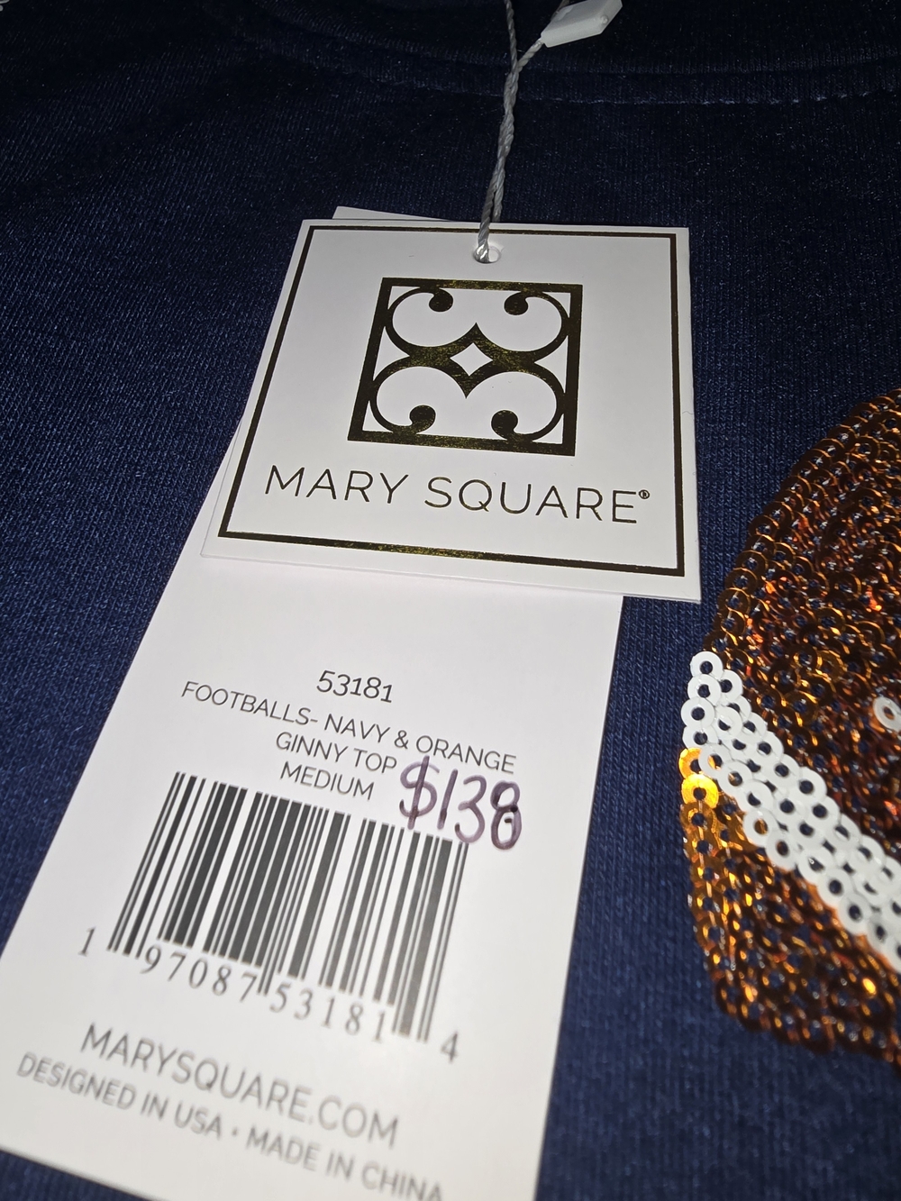 Sequin Football Navy Short Sleeve Tee & Shorts Set- Casual by Mary Square - Picture 3 of 5